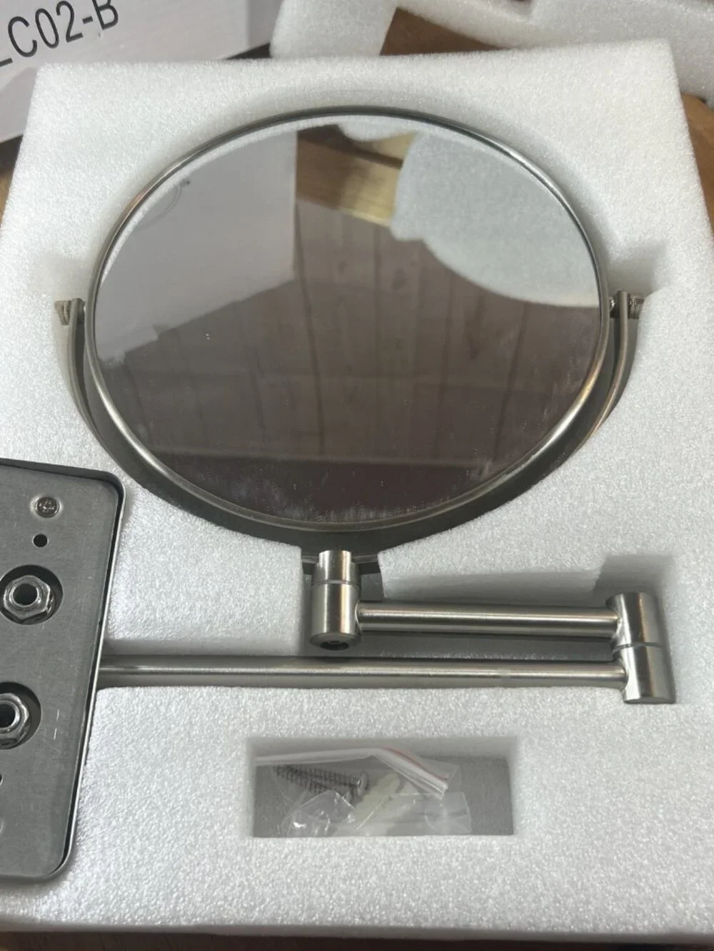 Lansi Wall Mounted Makeup Mirror 1X/10X Magnifying Double Sided 8” Extend Silver